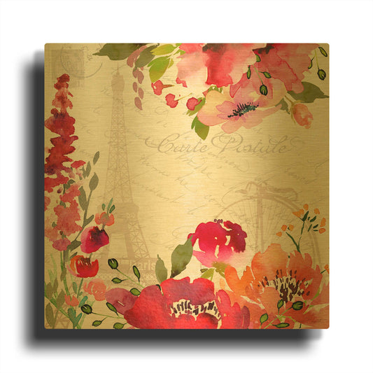 'Paris Blossoms B' By Jean Plout Gold Metal Wall Art
