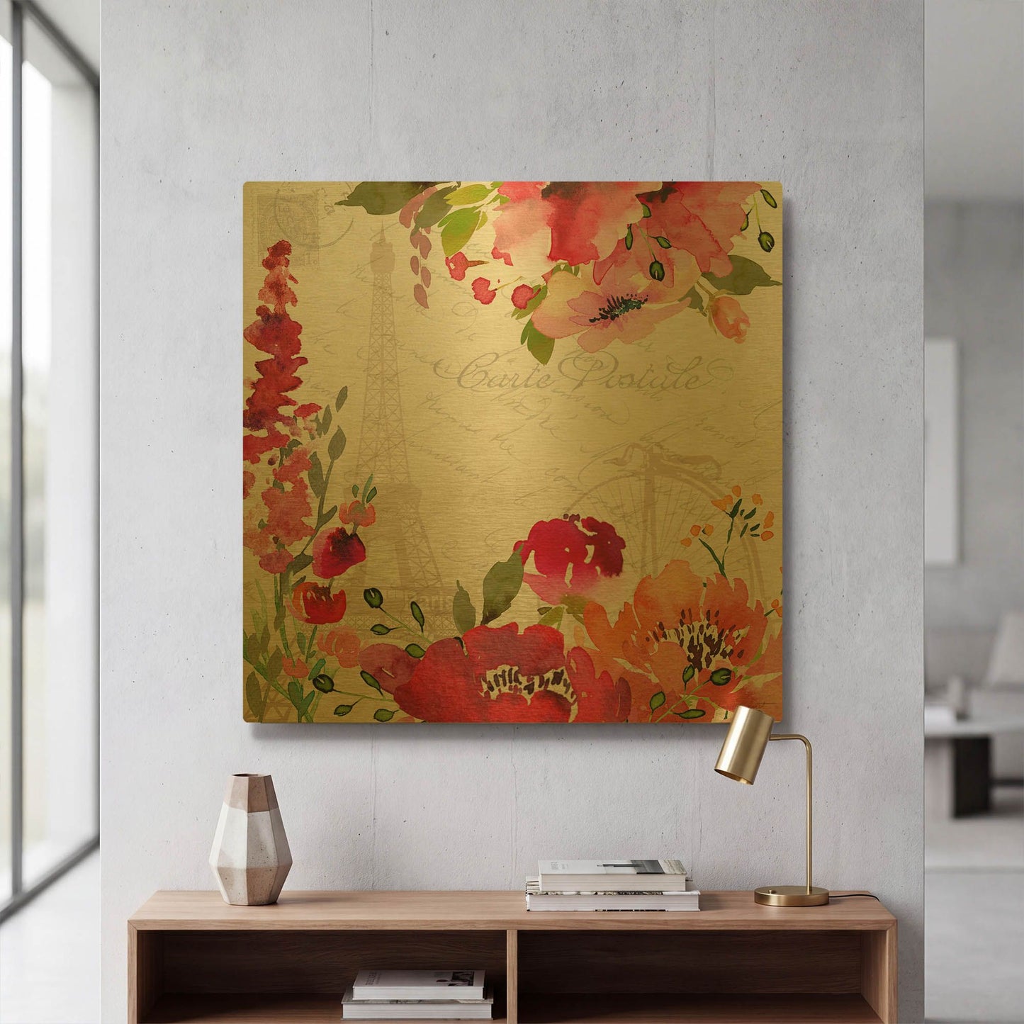 'Paris Blossoms B' By Jean Plout Gold Metal Wall Art