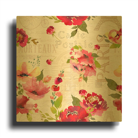 'Paris Blossoms C' By Jean Plout Gold Metal Wall Art