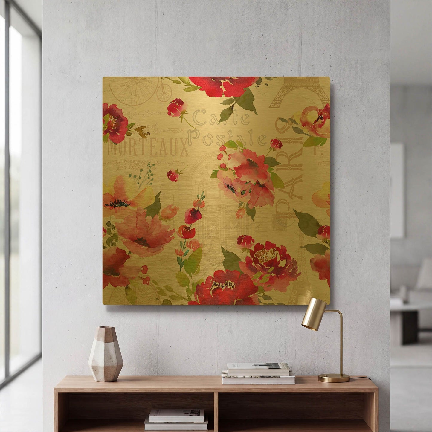 'Paris Blossoms C' By Jean Plout Gold Metal Wall Art