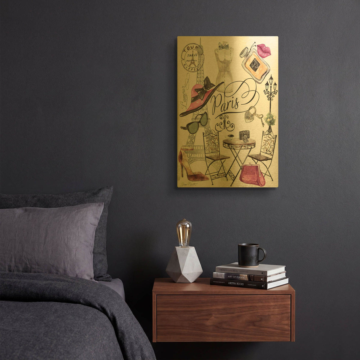 'Paris Lamour' By Jean Plout Gold Metal Wall Art
