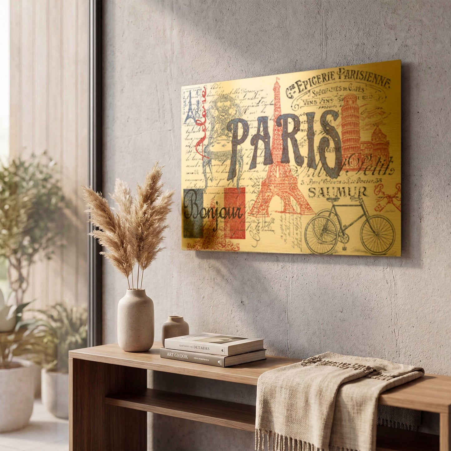 'Paris Tray 1' By Jean Plout Gold Metal Wall Art
