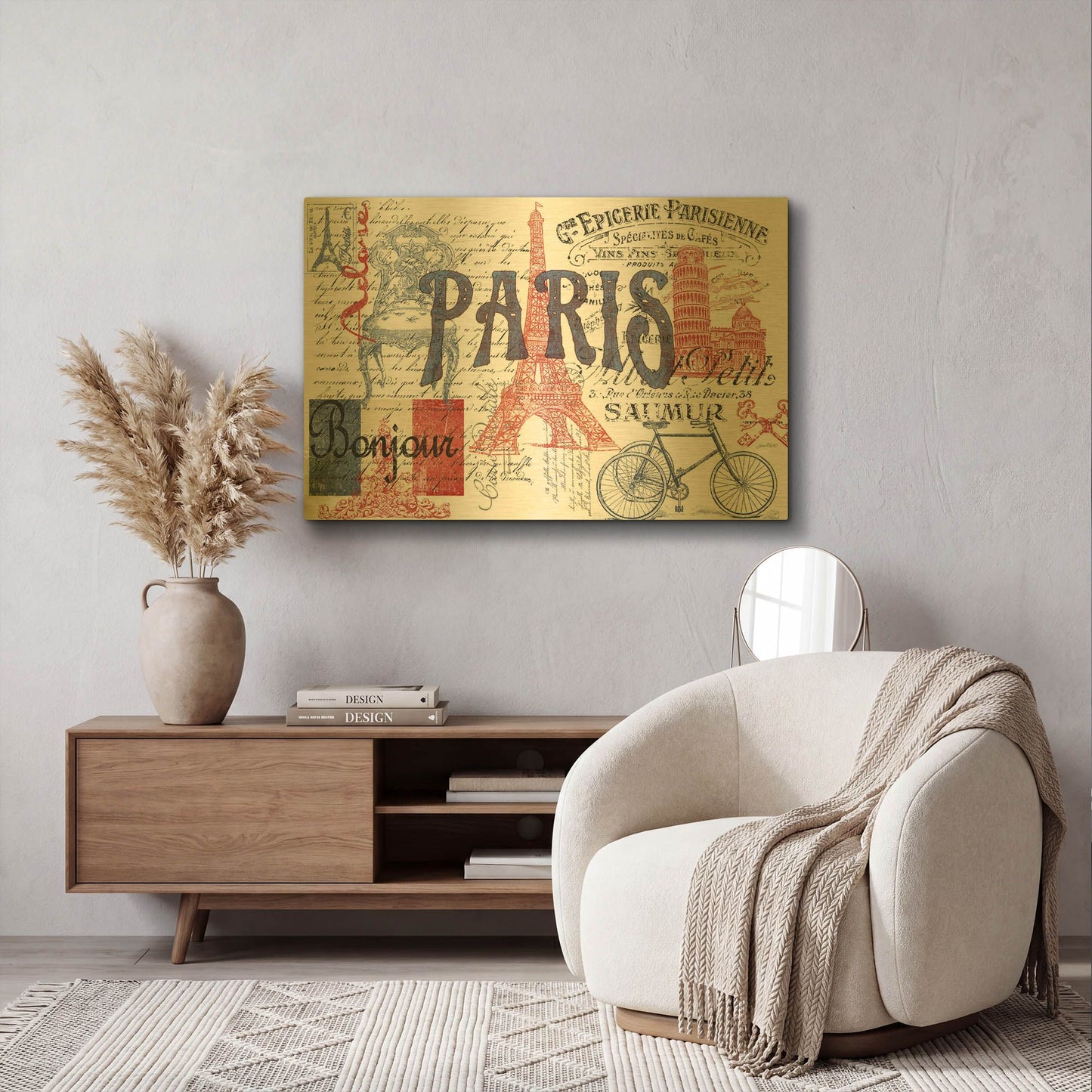 'Paris Tray 1' By Jean Plout Gold Metal Wall Art