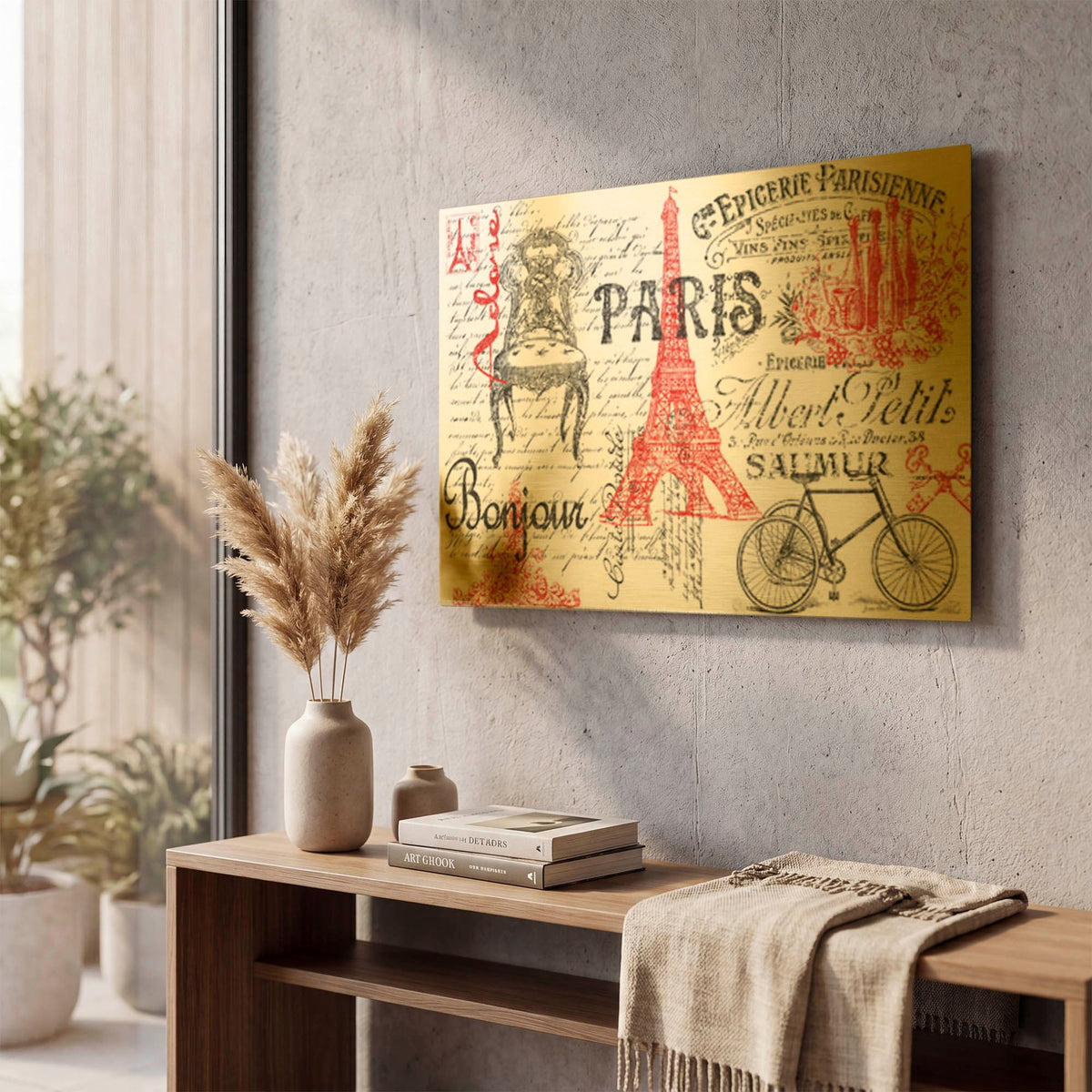'Paris Tray 2' By Jean Plout Gold Metal Wall Art