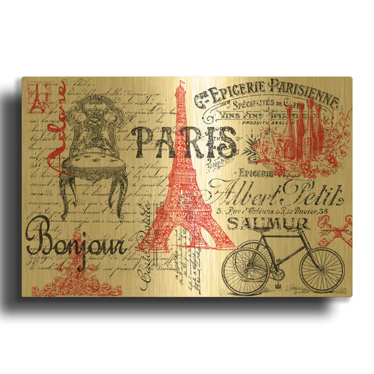 'Paris Tray 2' By Jean Plout Gold Metal Wall Art