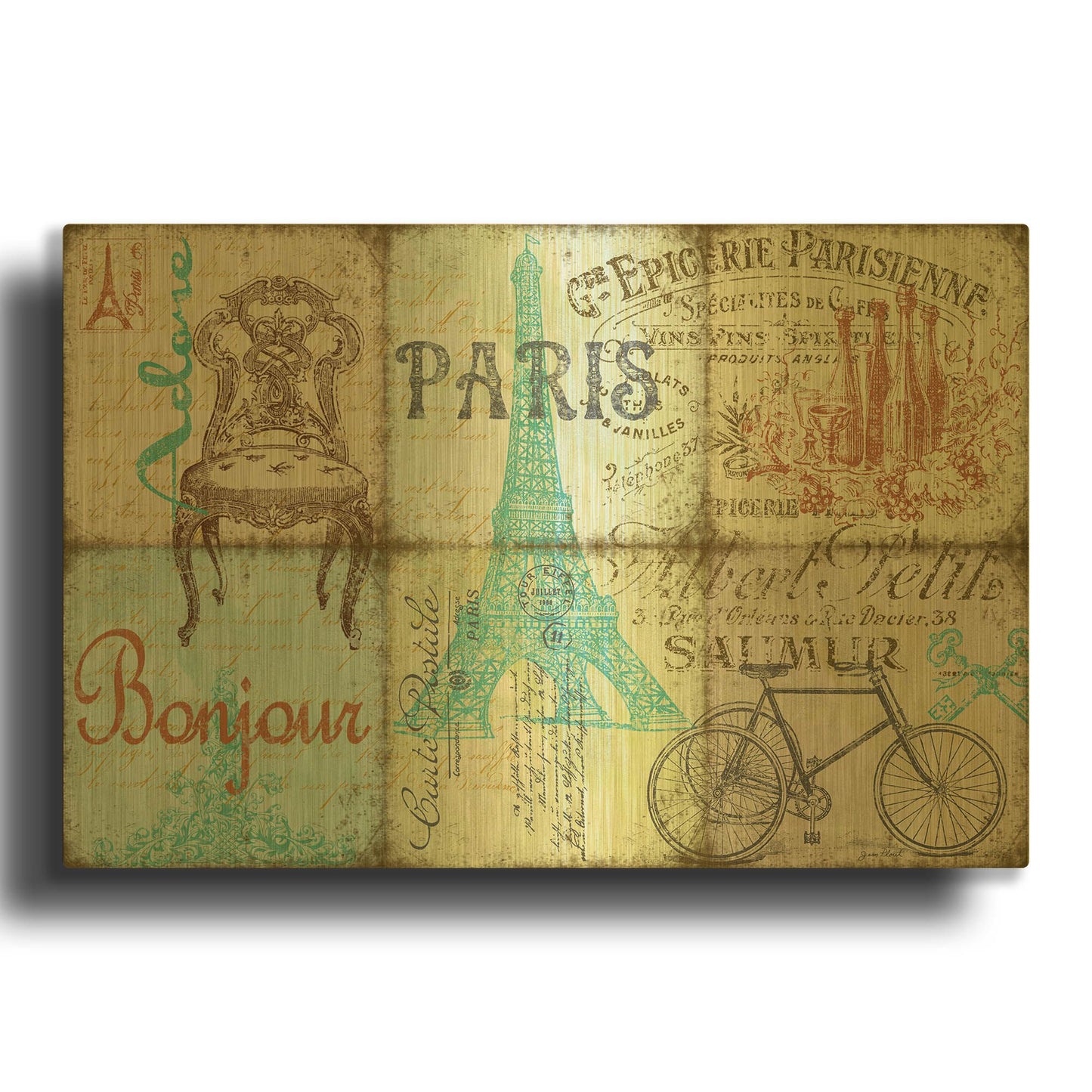 'Parisienne 1' By Jean Plout Gold Metal Wall Art