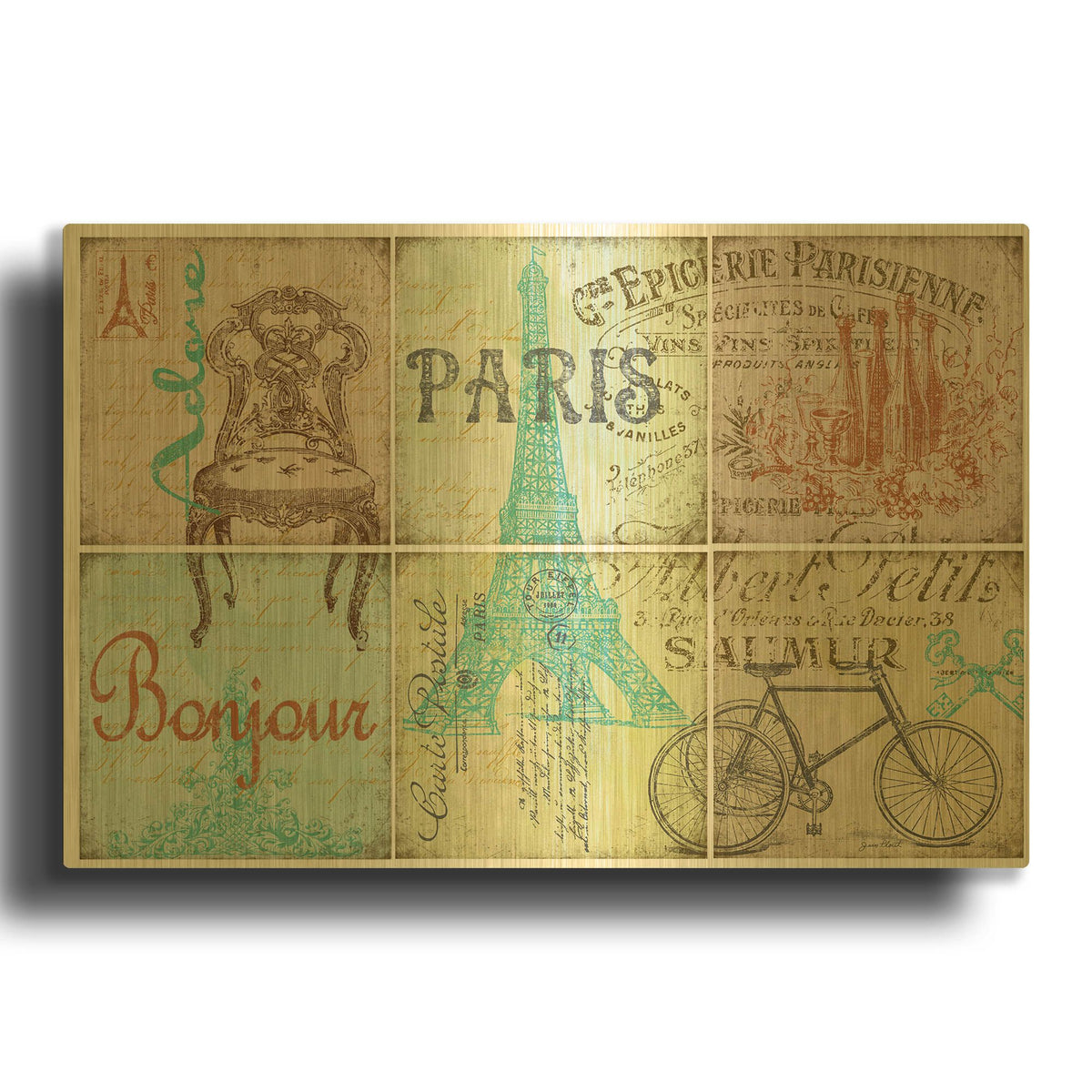 'Parisienne 3' By Jean Plout Gold Metal Wall Art