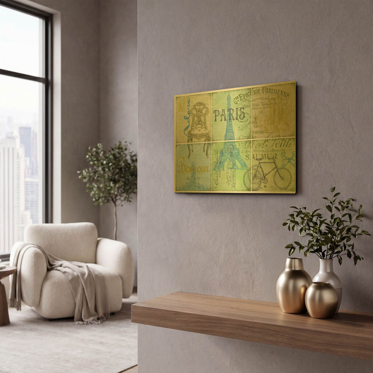 'Parisienne 4' By Jean Plout Gold Metal Wall Art