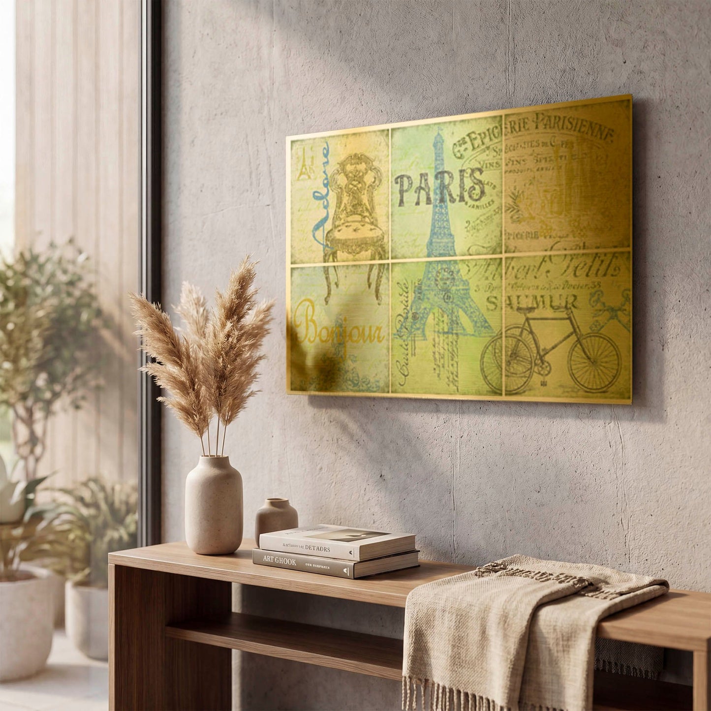 'Parisienne 4' By Jean Plout Gold Metal Wall Art
