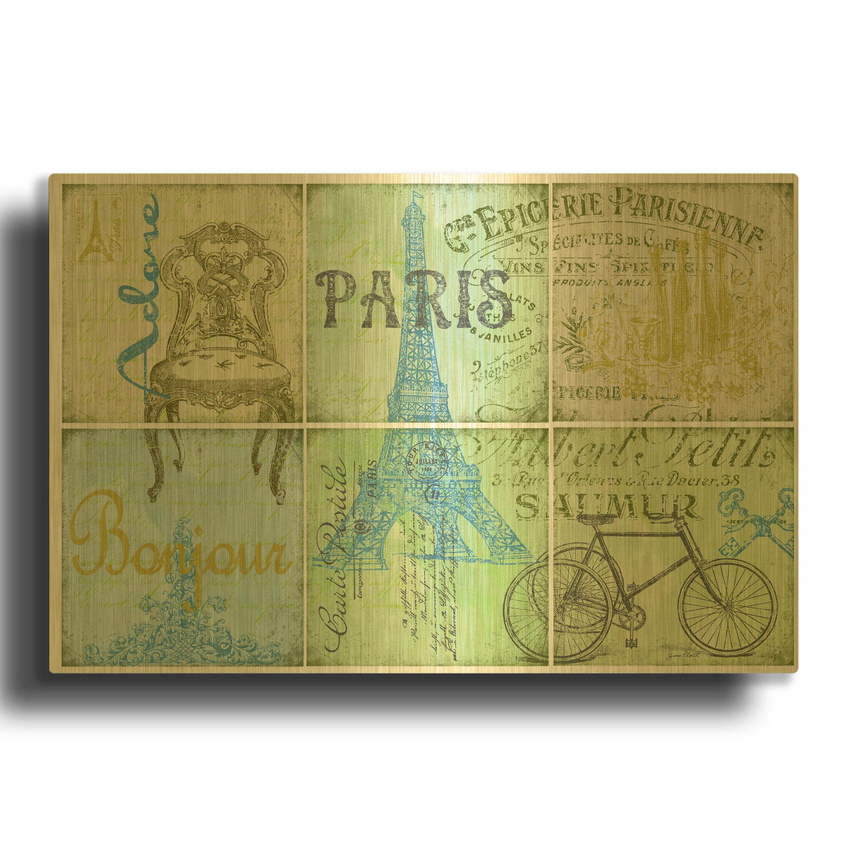 'Parisienne 4' By Jean Plout Gold Metal Wall Art