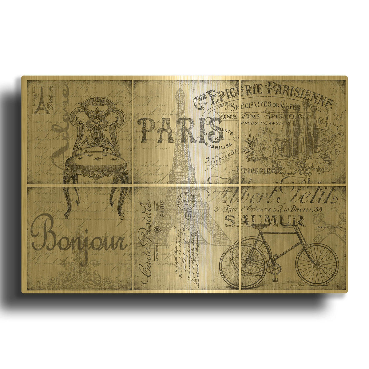 'Parisienne 5' By Jean Plout Gold Metal Wall Art