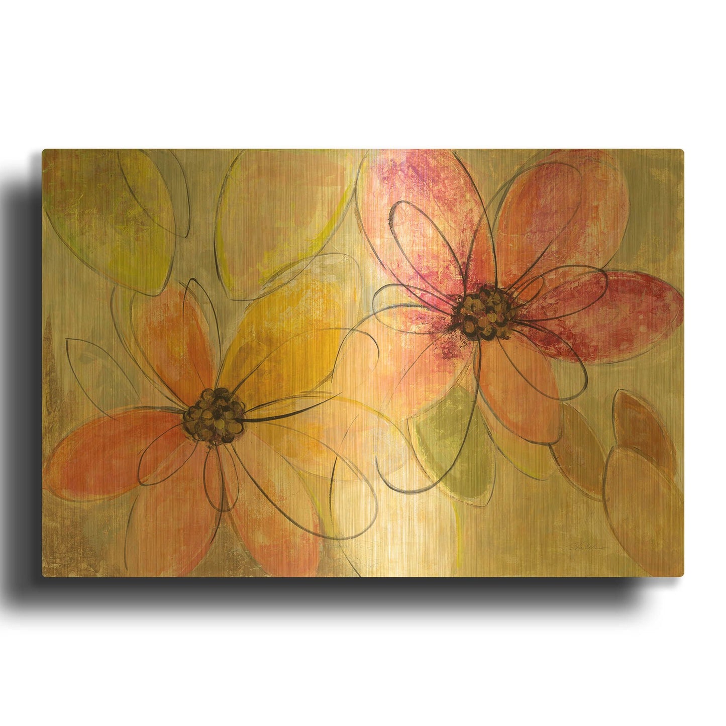 'Neon Floral' By Silvia Vassileva Gold Metal Wall Art