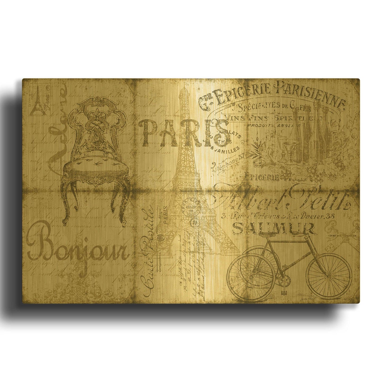 'Parisienne 6' By Jean Plout Gold Metal Wall Art