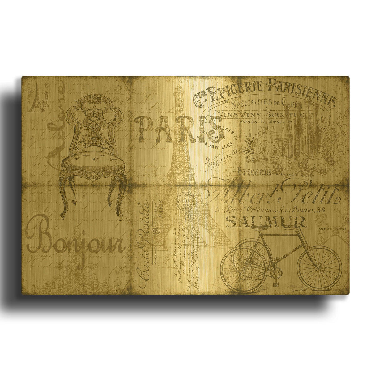 'Parisienne 6' By Jean Plout Gold Metal Wall Art