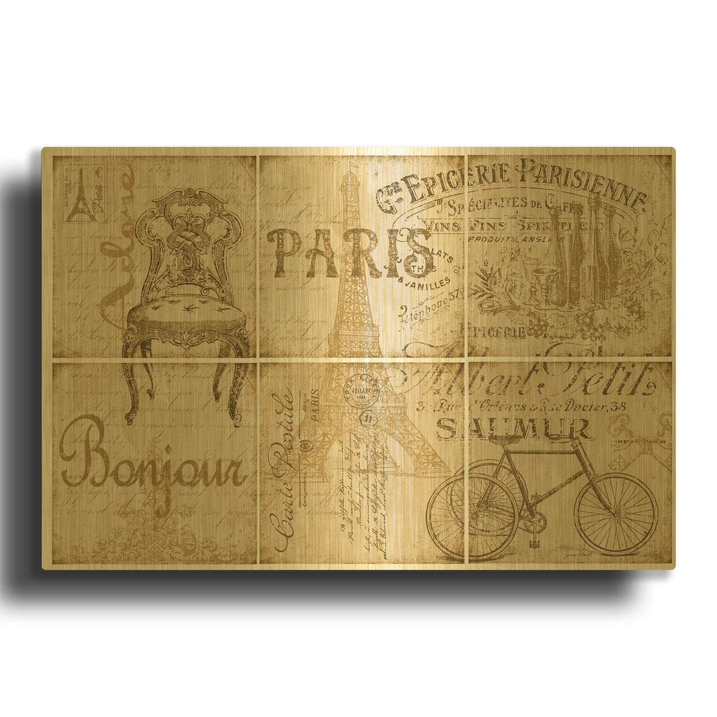 'Parisienne 7' By Jean Plout Gold Metal Wall Art