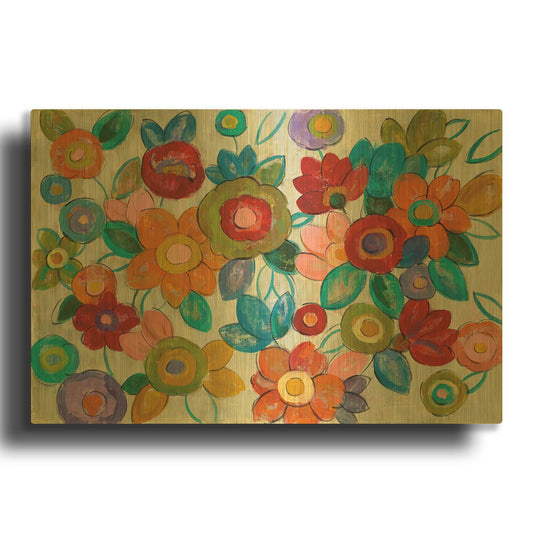 'Decorative Flowers' By Silvia Vassileva Gold Metal Wall Art