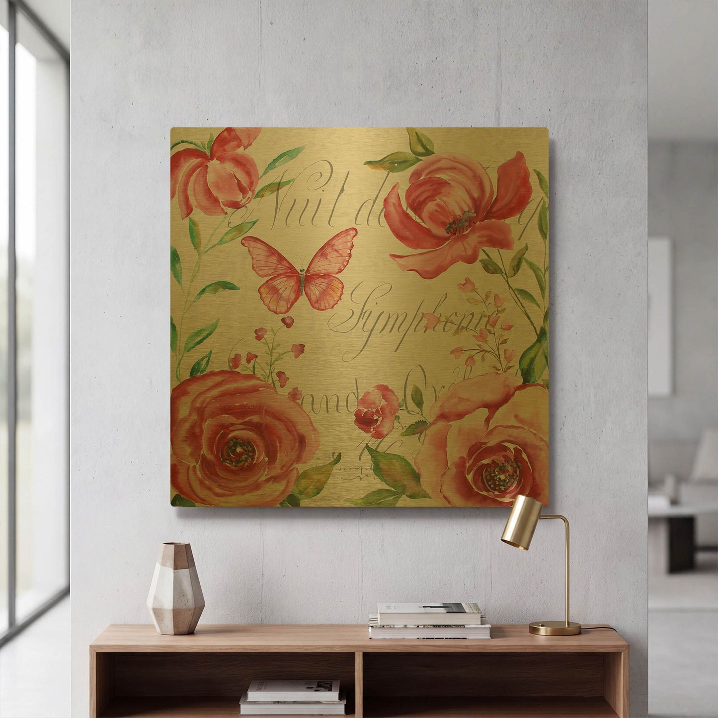'Pink Symphony In The Garden 1' By Jean Plout Gold Metal Wall Art