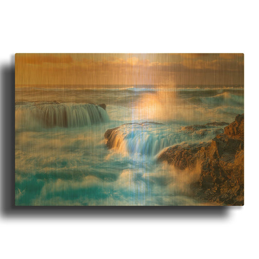 'Sunset Fury' By Darren White Gold Metal Wall Art