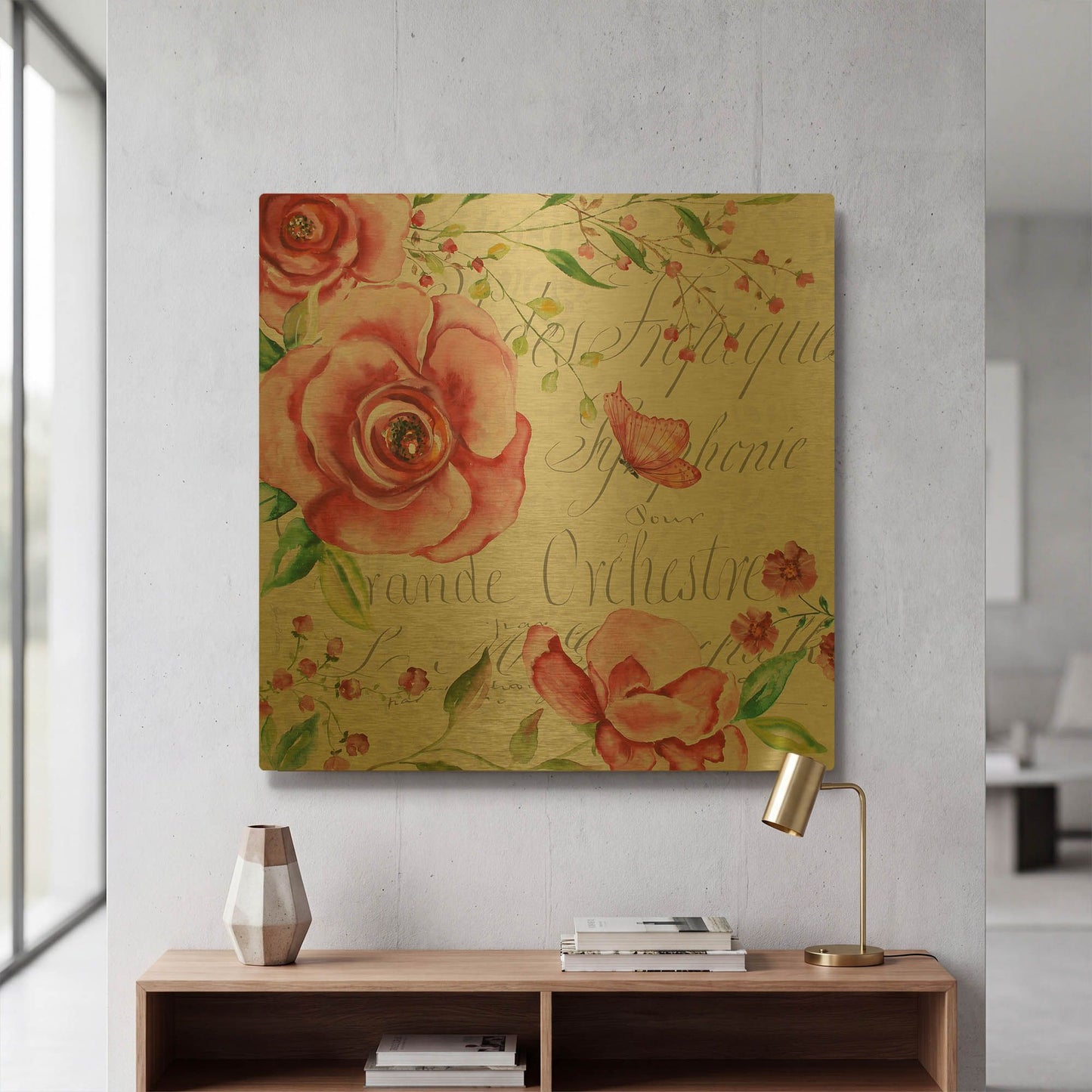 'Pink Symphony In The Garden 2' By Jean Plout Gold Metal Wall Art