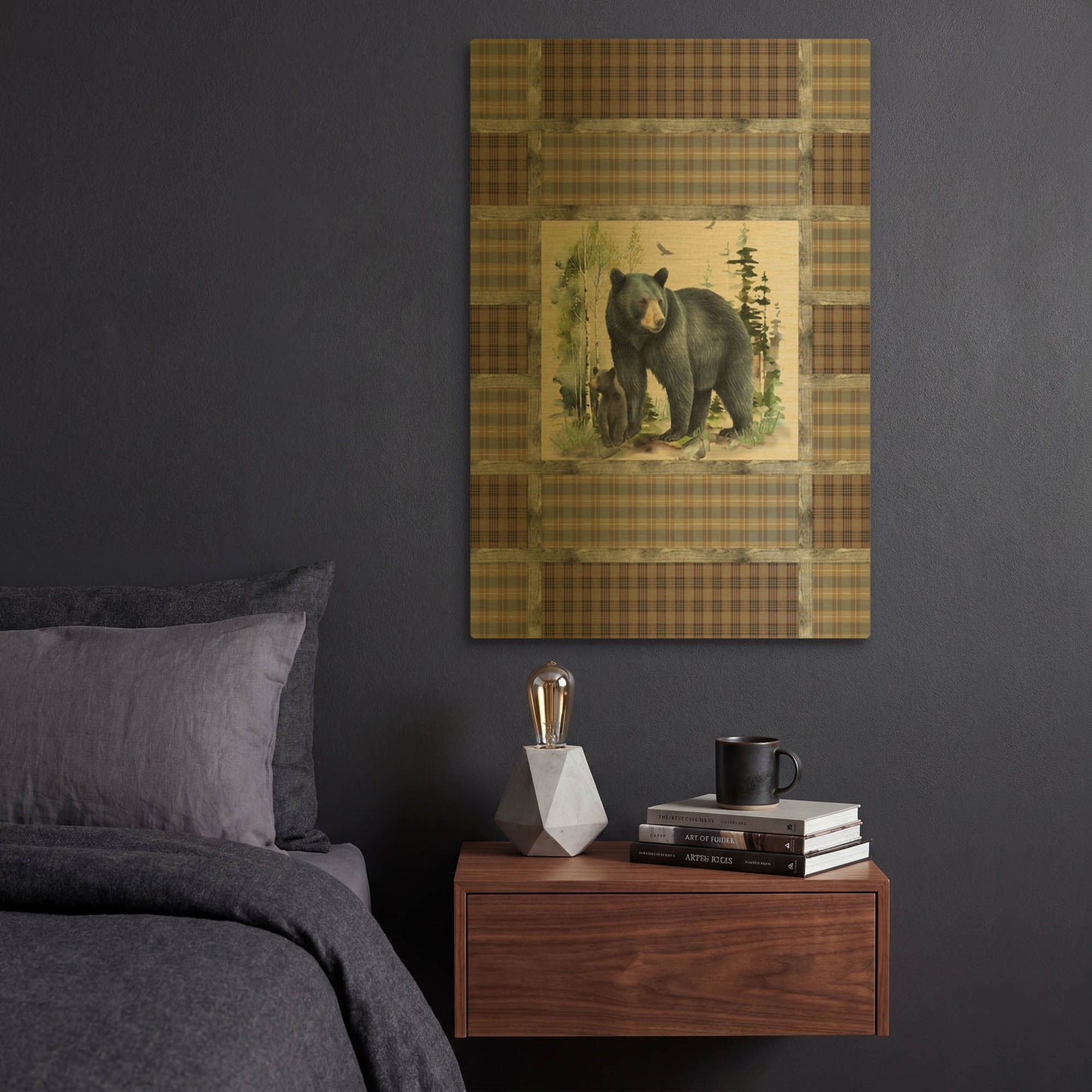 'Plaid Bear Quilt Throw' By Jean Plout Gold Metal Wall Art