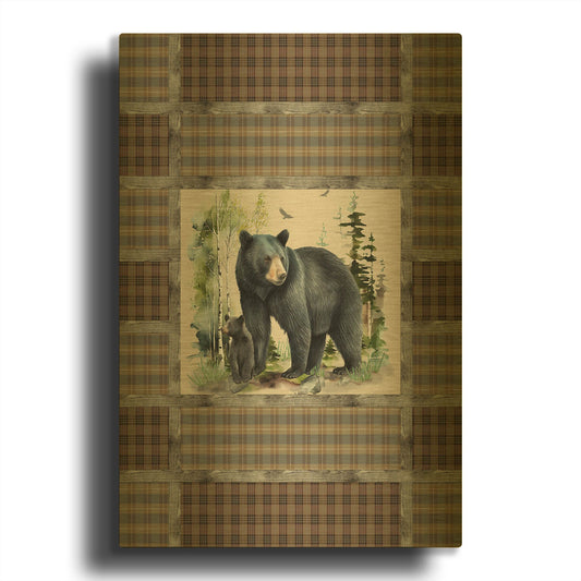 'Plaid Bear Quilt Throw' By Jean Plout Gold Metal Wall Art