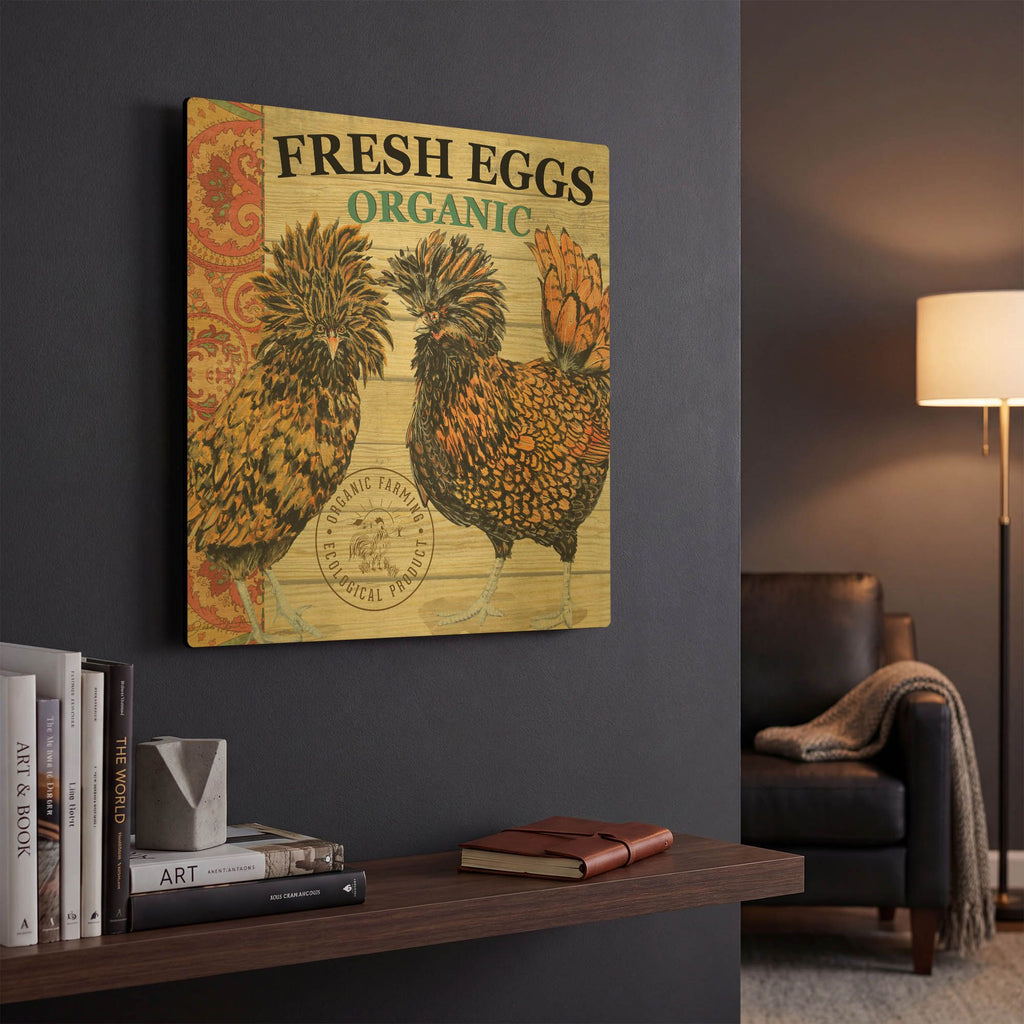 'Polish Hen A' By Jean Plout Gold Metal Wall Art