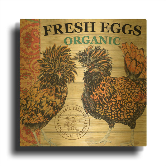 'Polish Hen A' By Jean Plout Gold Metal Wall Art