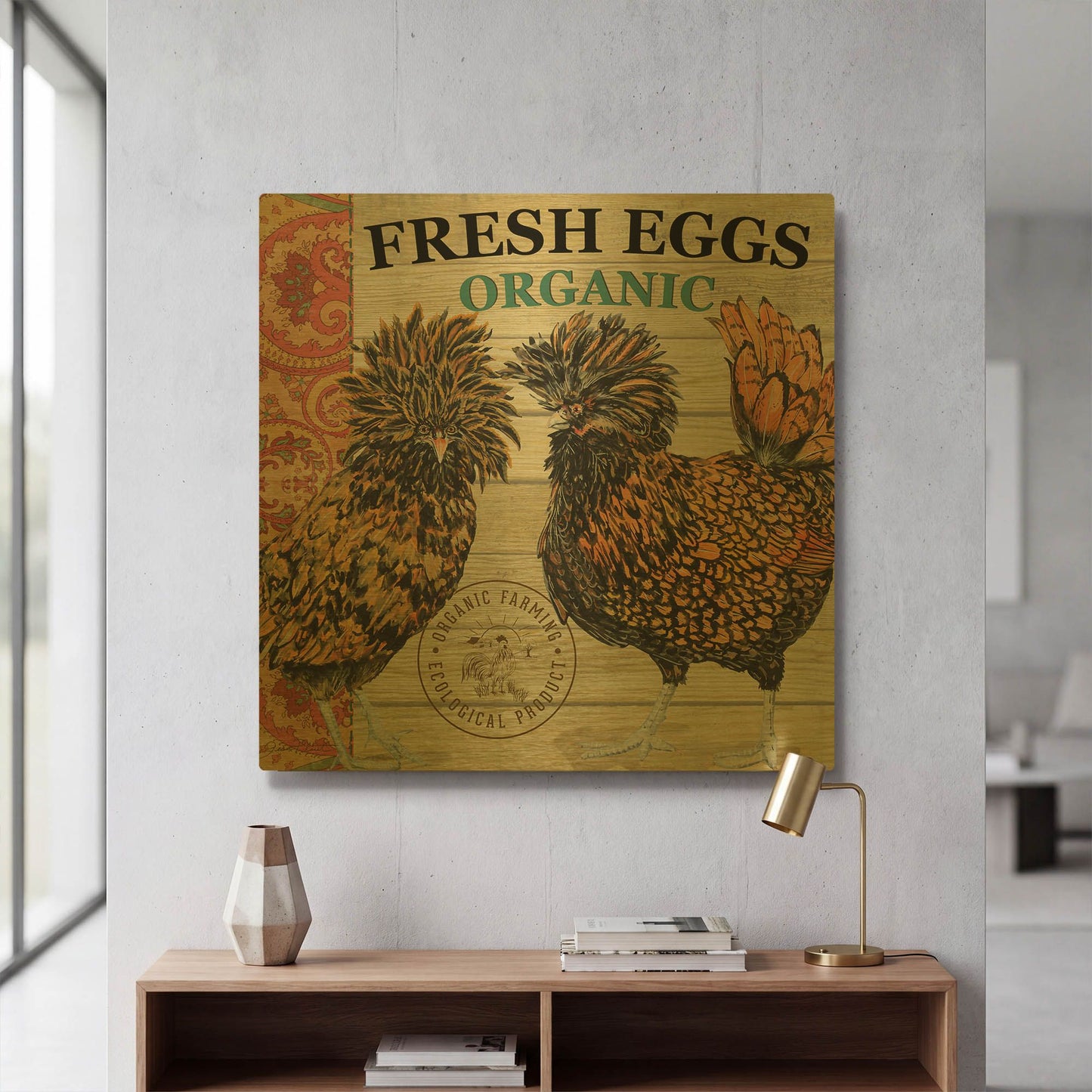 'Polish Hen A' By Jean Plout Gold Metal Wall Art