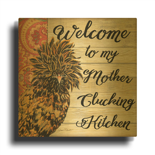 'Polish Hen B' By Jean Plout Gold Metal Wall Art