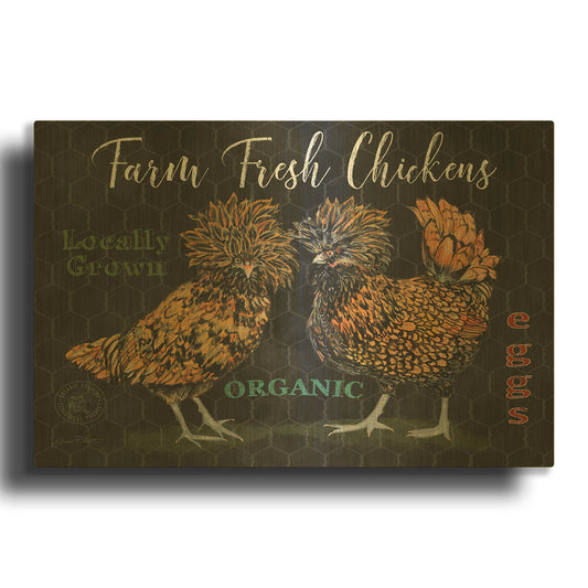 'Polish Hen E' By Jean Plout Gold Metal Wall Art