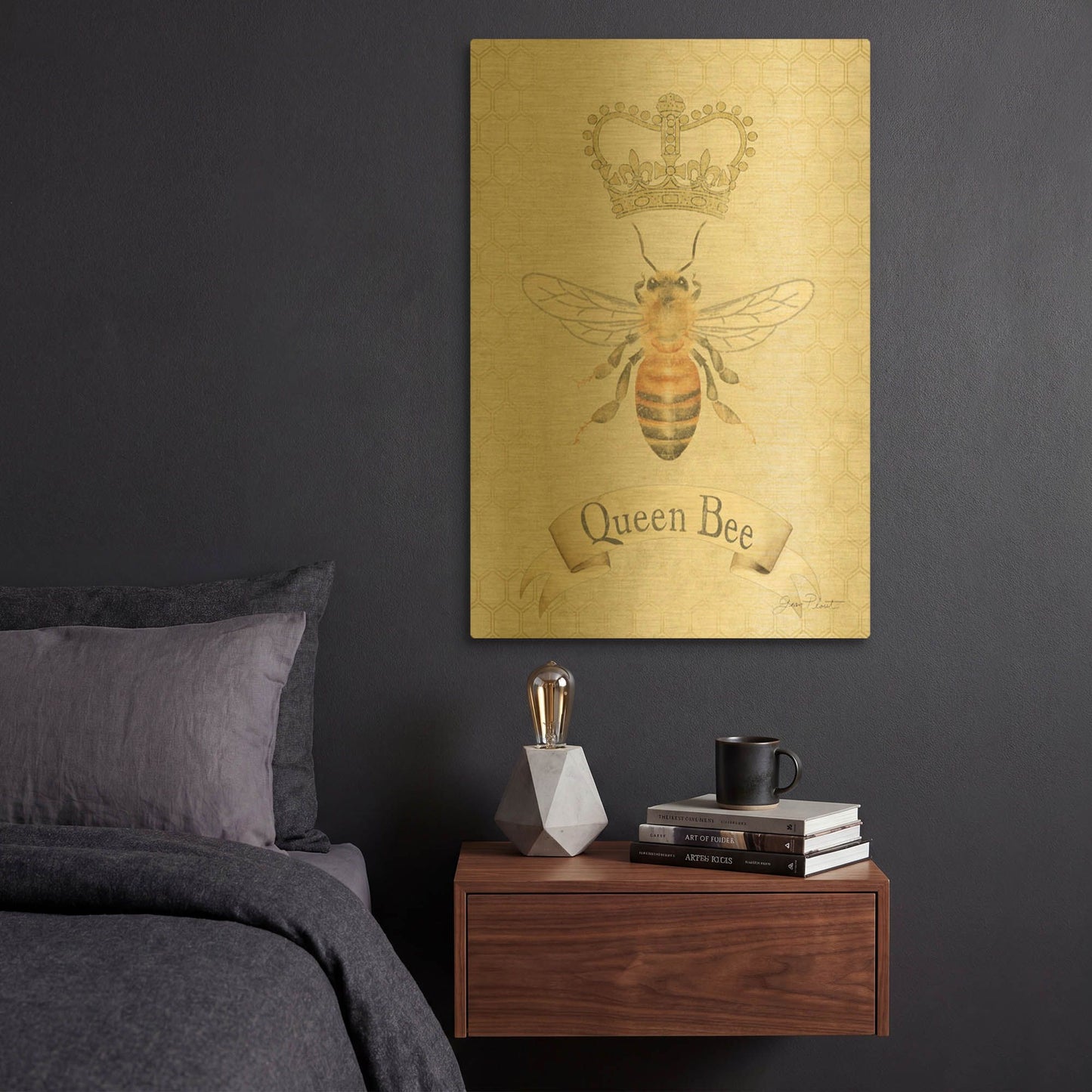 'Queen Bee Collection A' By Jean Plout Gold Metal Wall Art