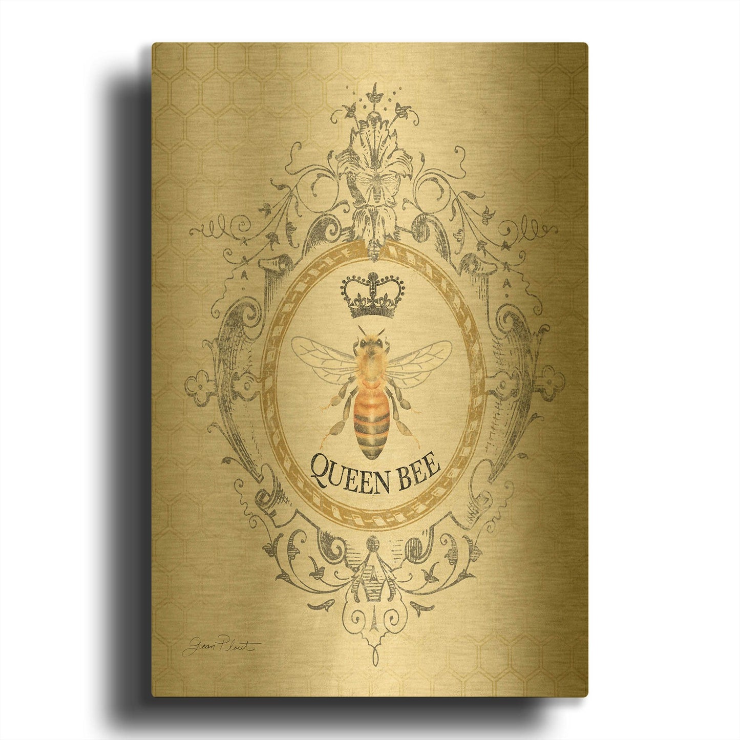 'Queen Bee Collection B' By Jean Plout Gold Metal Wall Art