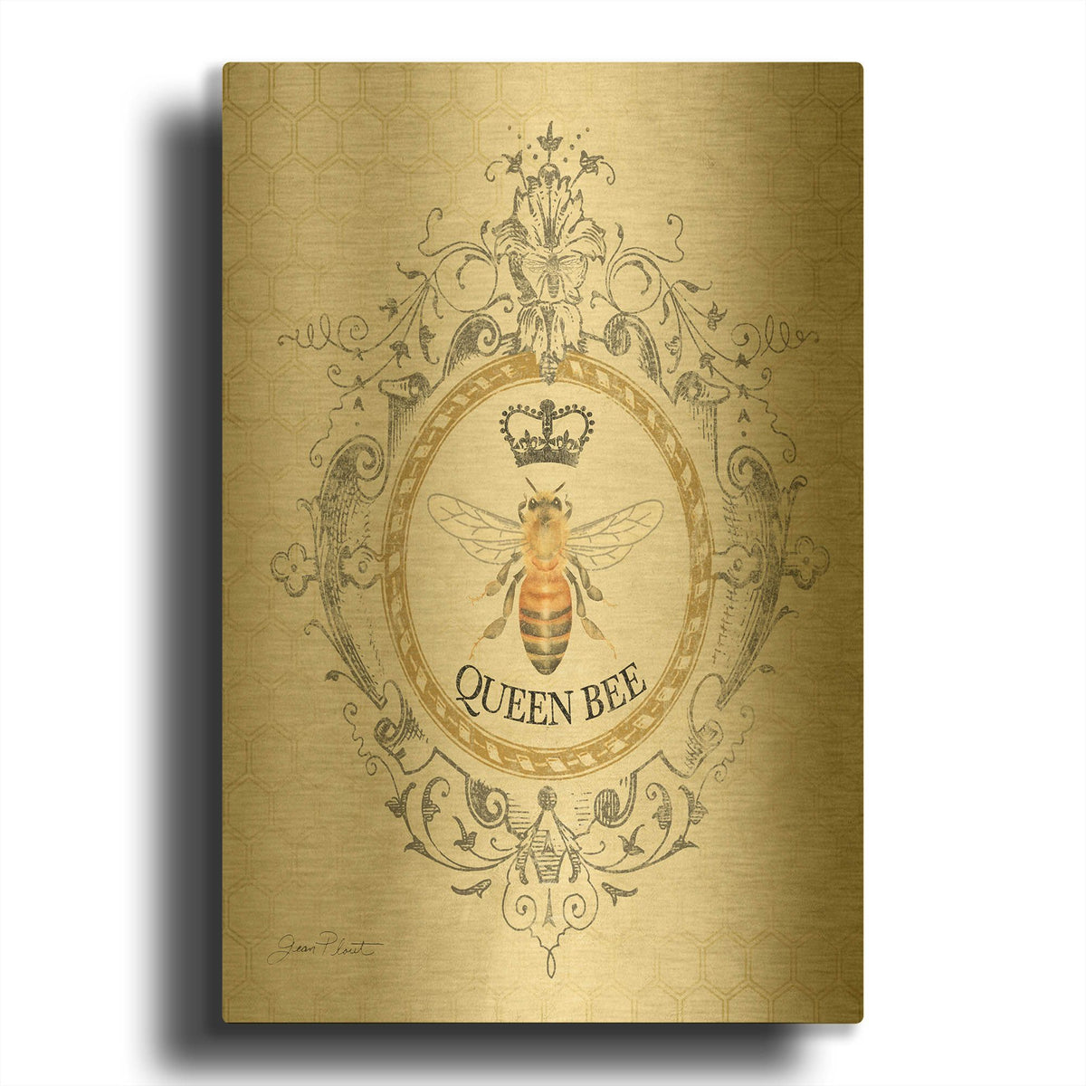 'Queen Bee Collection B' By Jean Plout Gold Metal Wall Art