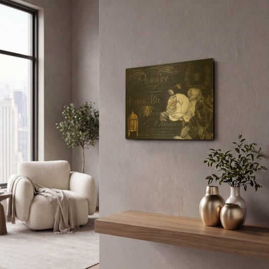 'Queen Bee A' By Jean Plout Gold Metal Wall Art