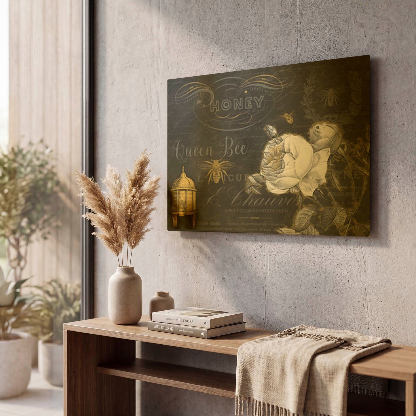 'Queen Bee A' By Jean Plout Gold Metal Wall Art
