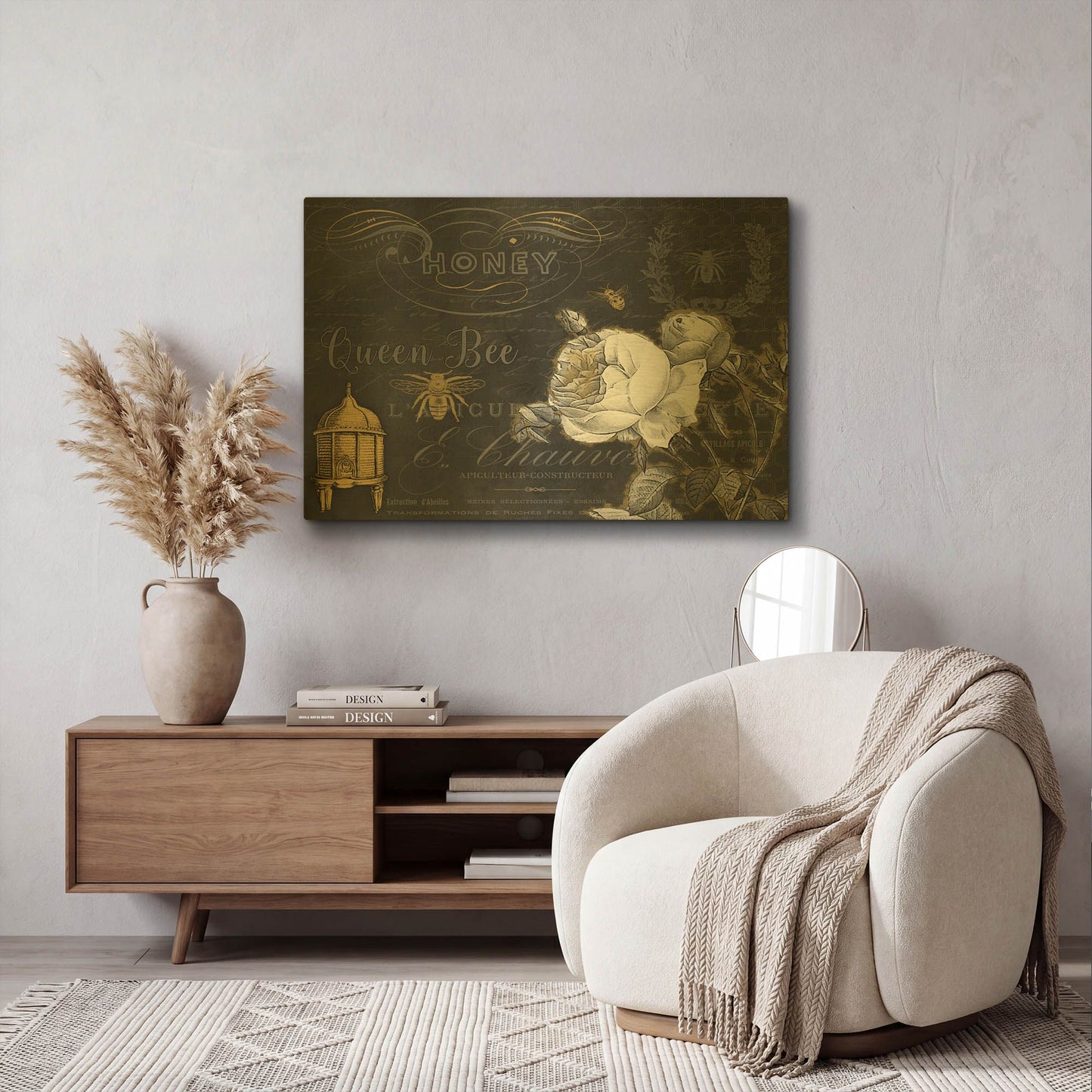 'Queen Bee A' By Jean Plout Gold Metal Wall Art