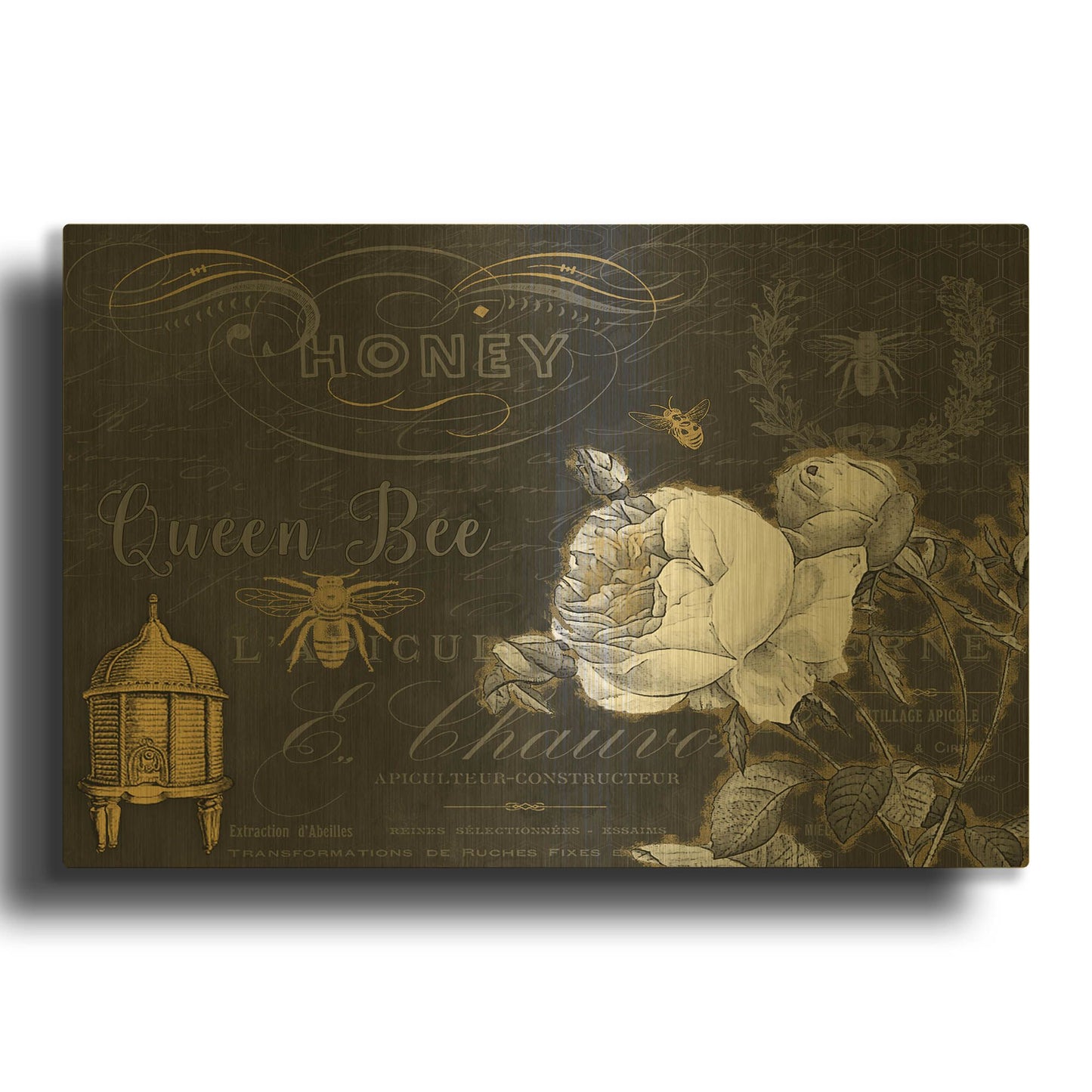 'Queen Bee A' By Jean Plout Gold Metal Wall Art