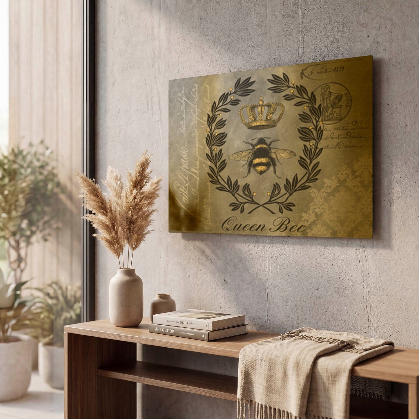 'Queen Bee B' By Jean Plout Gold Metal Wall Art