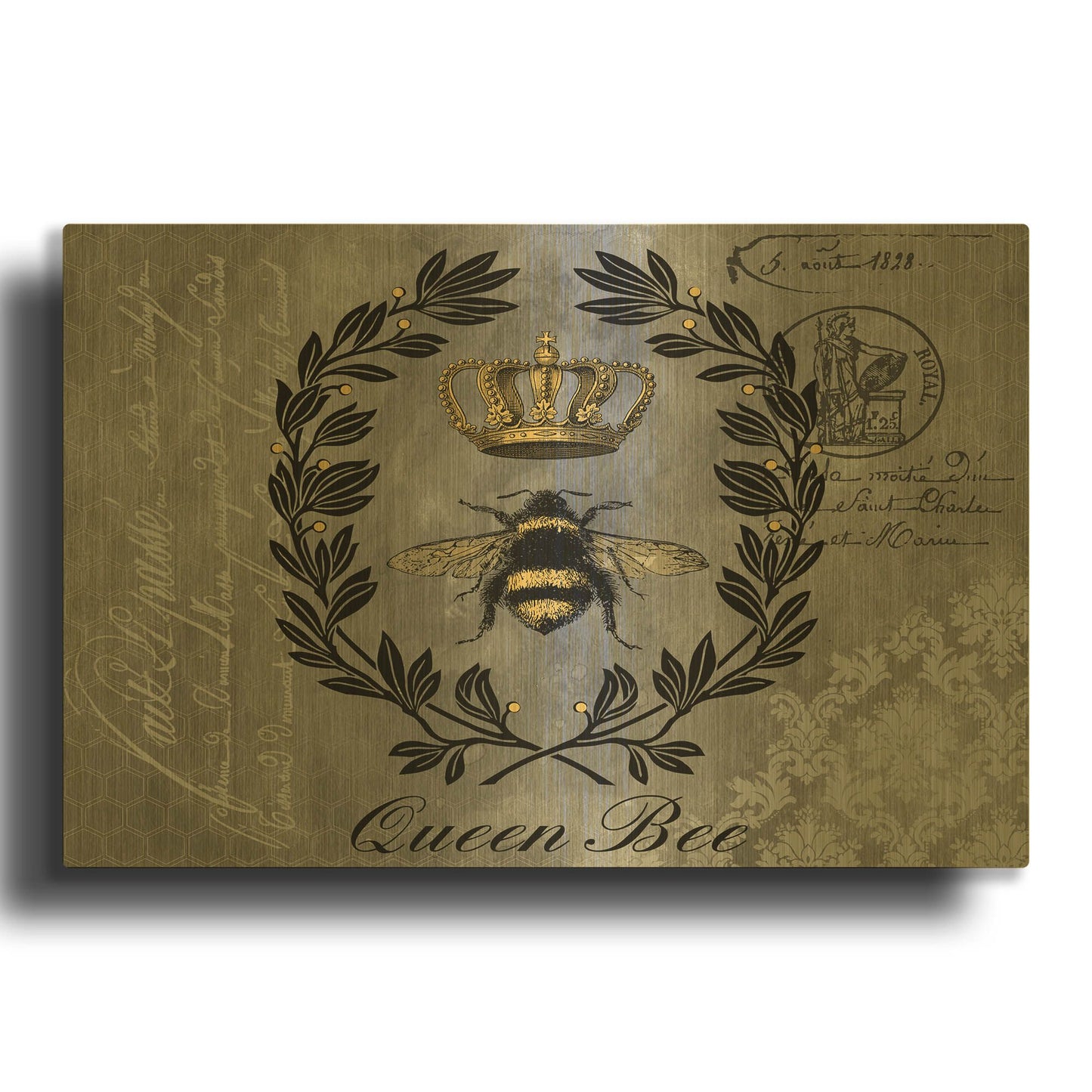 'Queen Bee B' By Jean Plout Gold Metal Wall Art