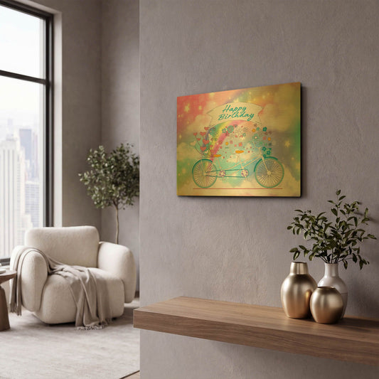 'Rainbow Birthday' By Jean Plout Gold Metal Wall Art