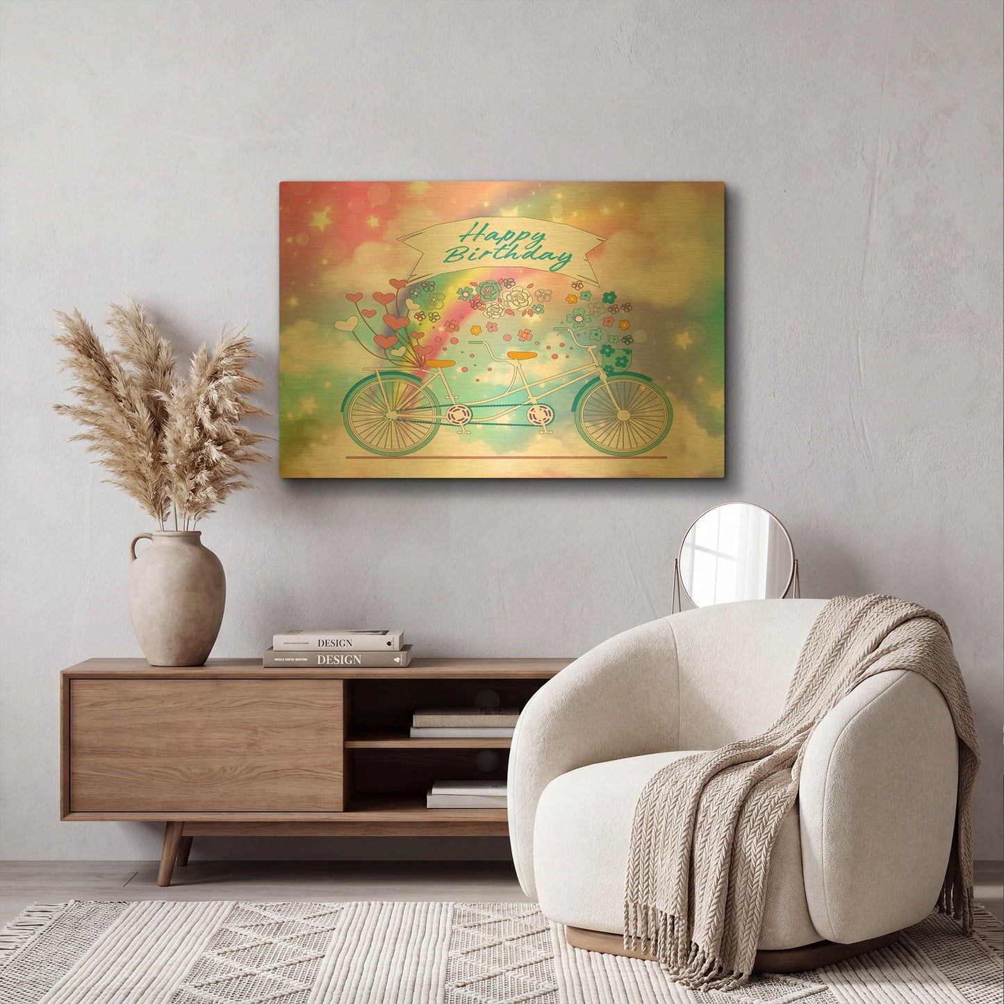 'Rainbow Birthday' By Jean Plout Gold Metal Wall Art