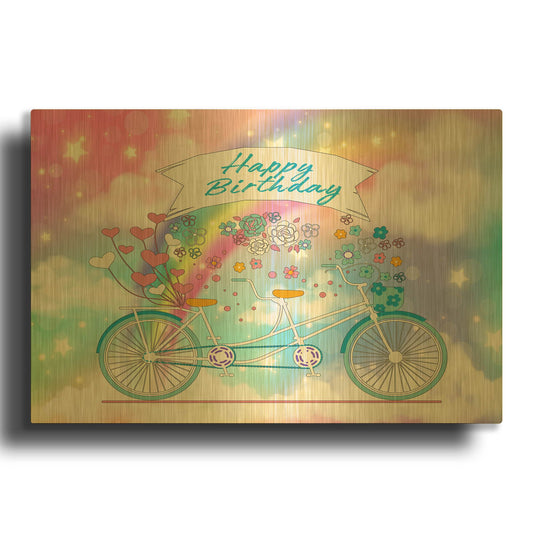 'Rainbow Birthday' By Jean Plout Gold Metal Wall Art