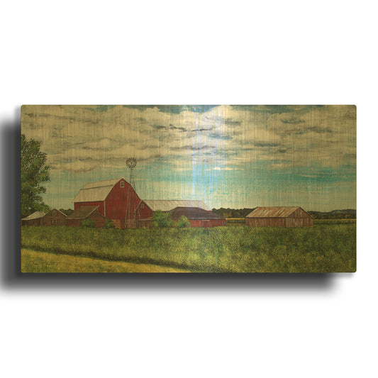 'Red Barn Countryside' By Jean Plout Gold Metal Wall Art