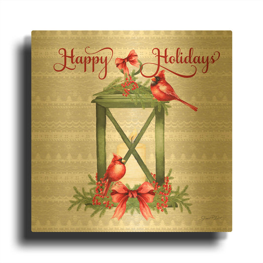 'Red Cardinal Christmas Beauty C' By Jean Plout Gold Metal Wall Art