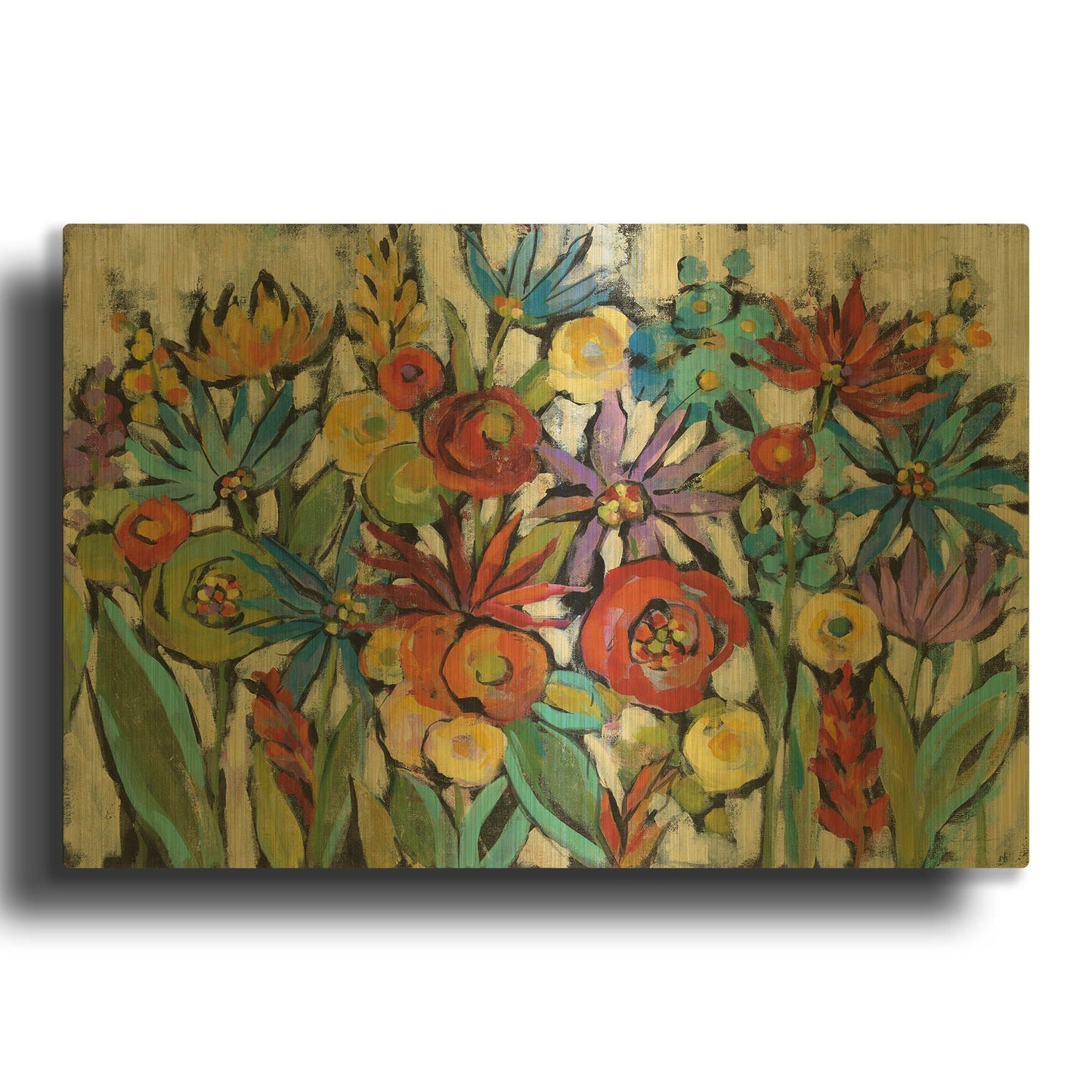 'Confetti Floral I' By Silvia Vassileva Gold Metal Wall Art
