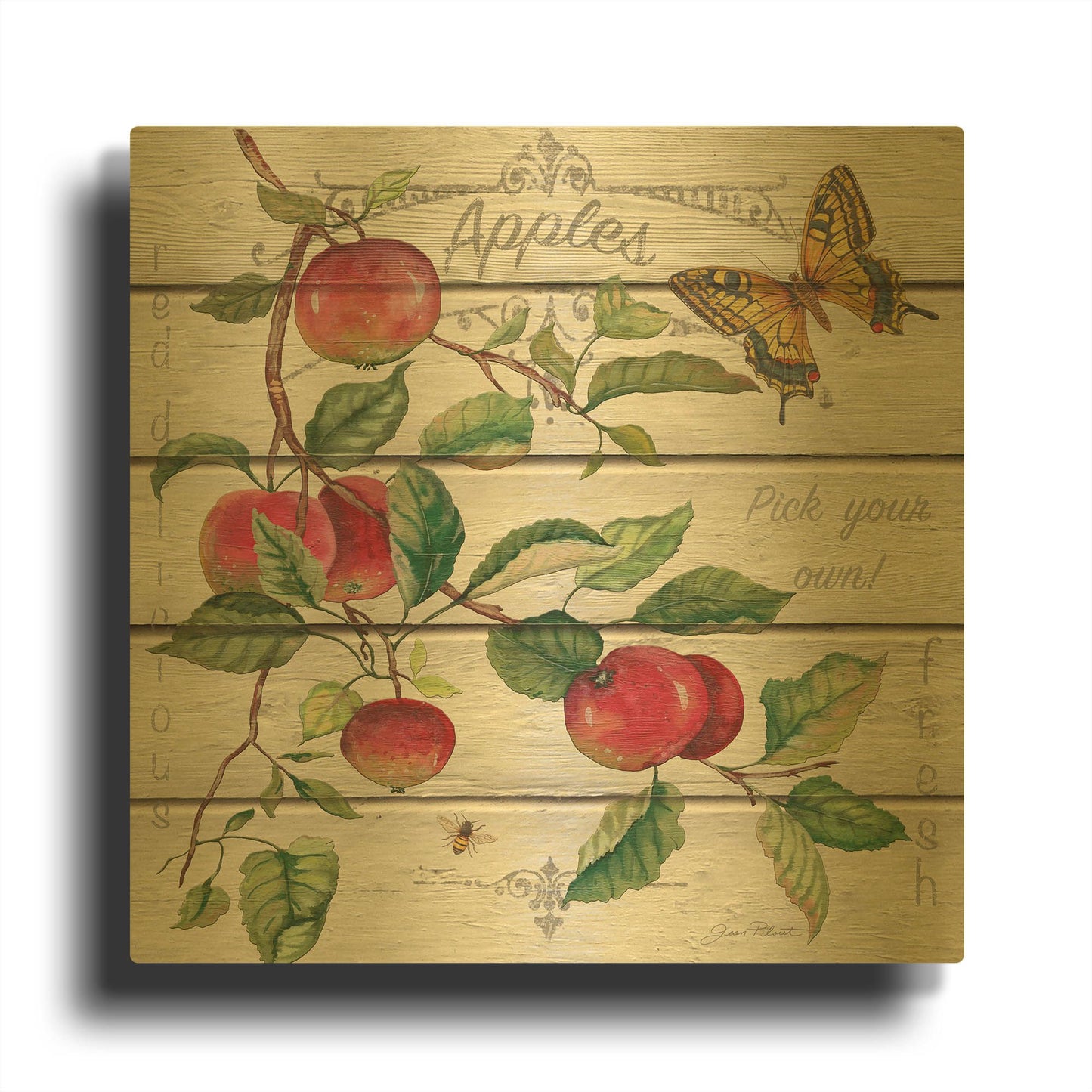 'Red Delicious Apples 2' By Jean Plout Gold Metal Wall Art