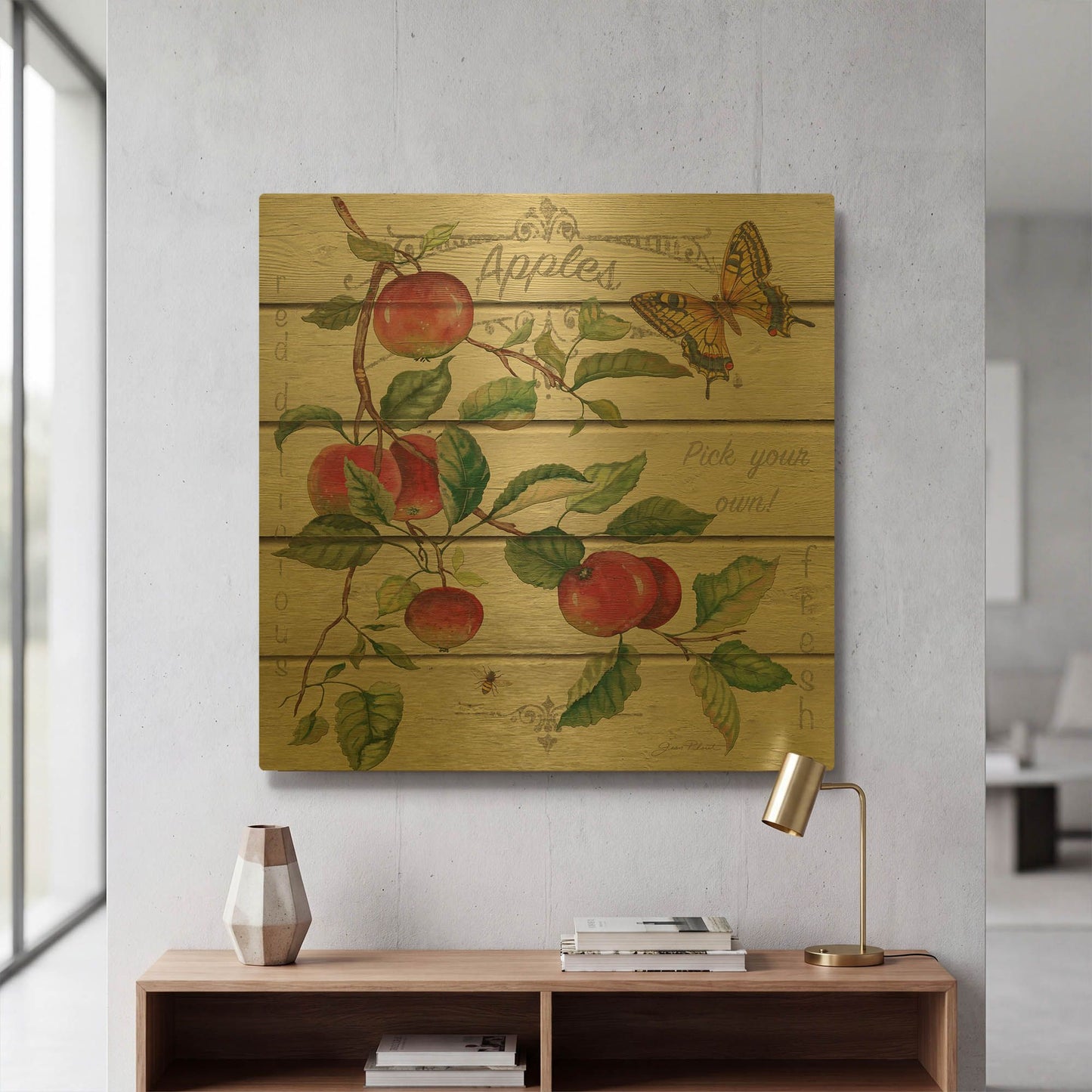 'Red Delicious Apples 2' By Jean Plout Gold Metal Wall Art