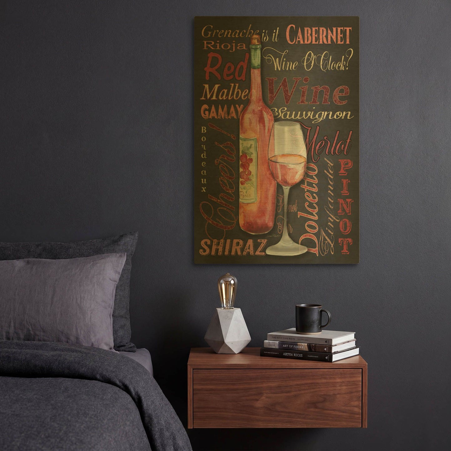 'Red Wine 2' By Jean Plout Gold Metal Wall Art
