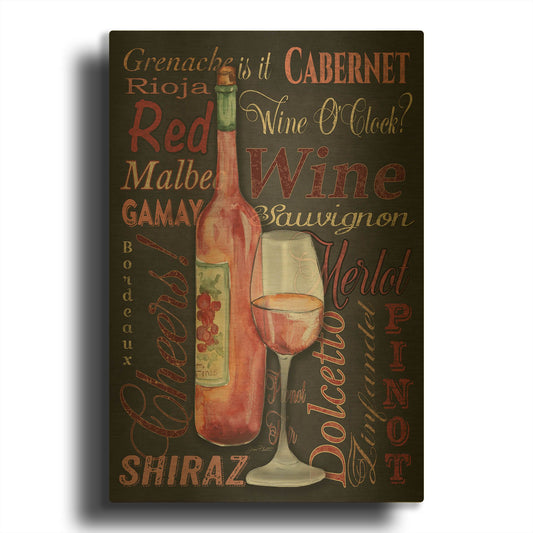 'Red Wine 2' By Jean Plout Gold Metal Wall Art