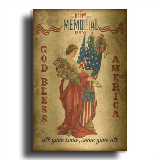 'Retro Patriotic B' By Jean Plout Gold Metal Wall Art
